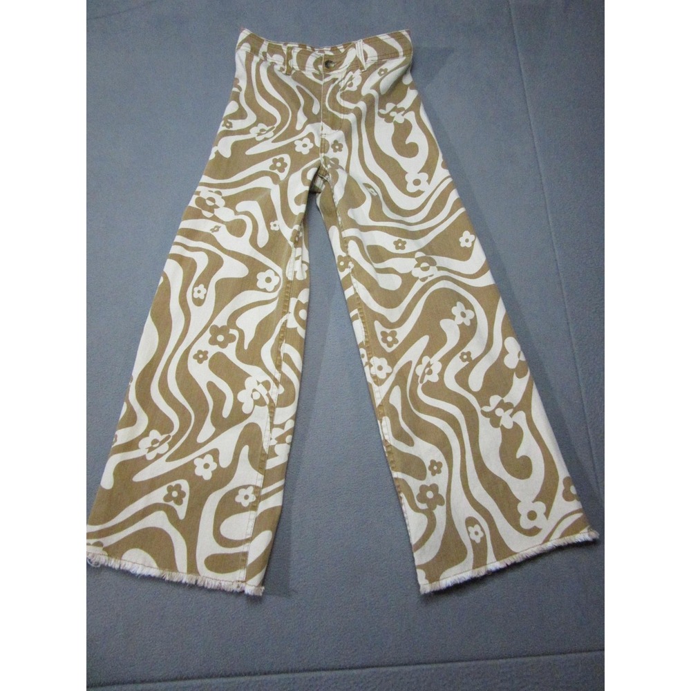 Billabong Jeans Womens 26 Beige Excellent Wide Leg Retro Floral High Rise
